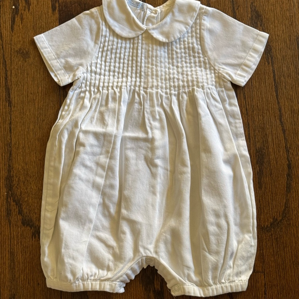 White Baby Romper with Peter Pan Collar